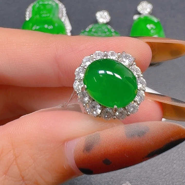 翡翠银S925镶嵌戒指
