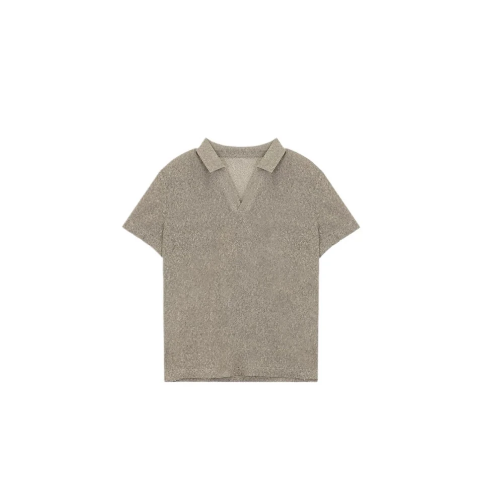 夏季新品进口亚麻和纸纱气质上衣女短袖T通勤休闲针织上衣