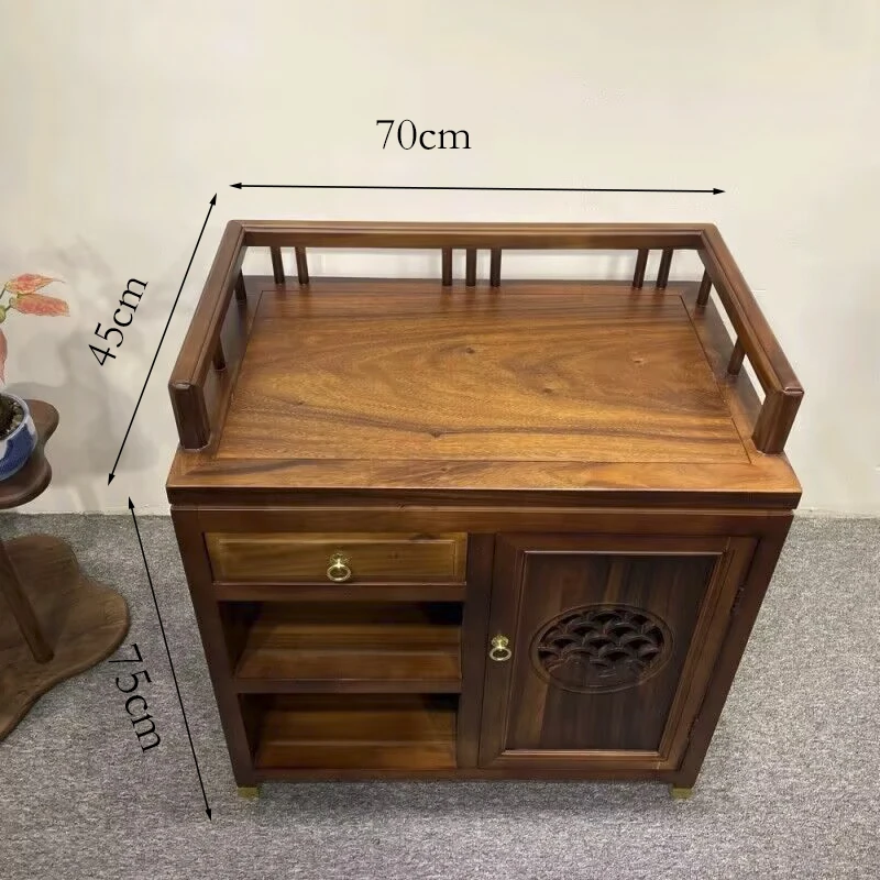 南美胡桃木一门一抽储物柜实木餐边柜茶几新中式客厅烧水茶边柜