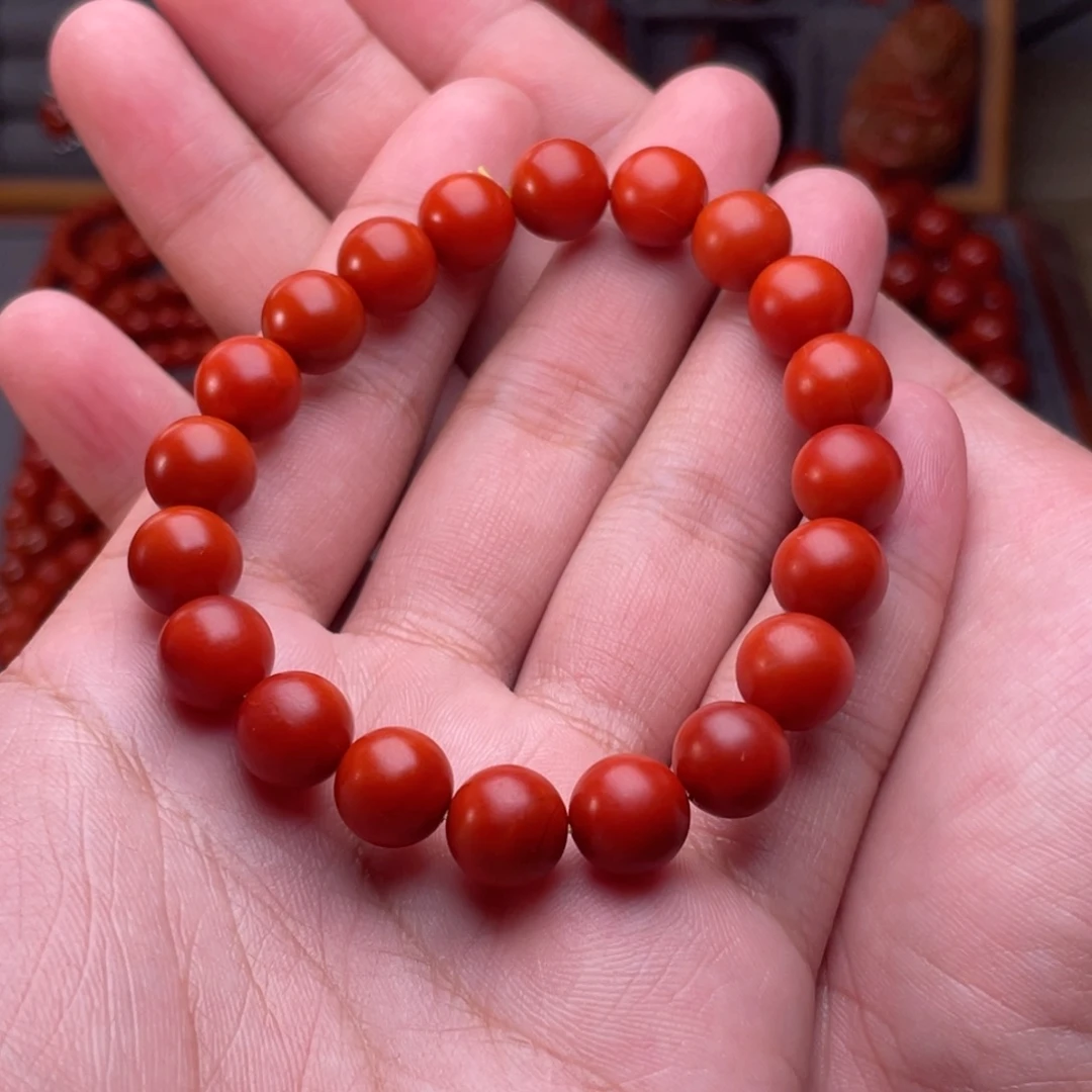 南红玛瑙未镶嵌配饰卡10mm保山啊东寨圆珠手串