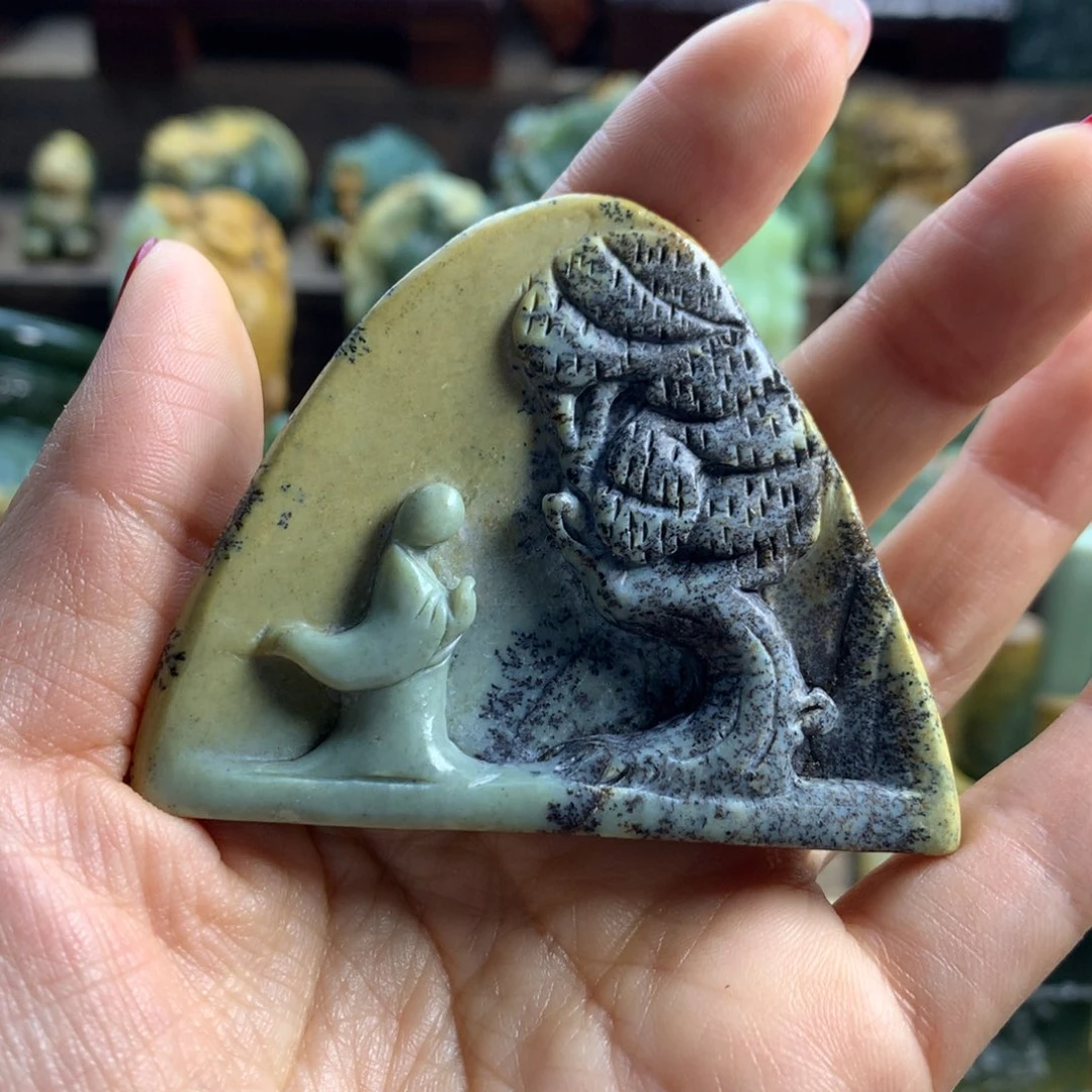 岫岩河磨玉（透闪石质玉）挂件未镶嵌喜**华