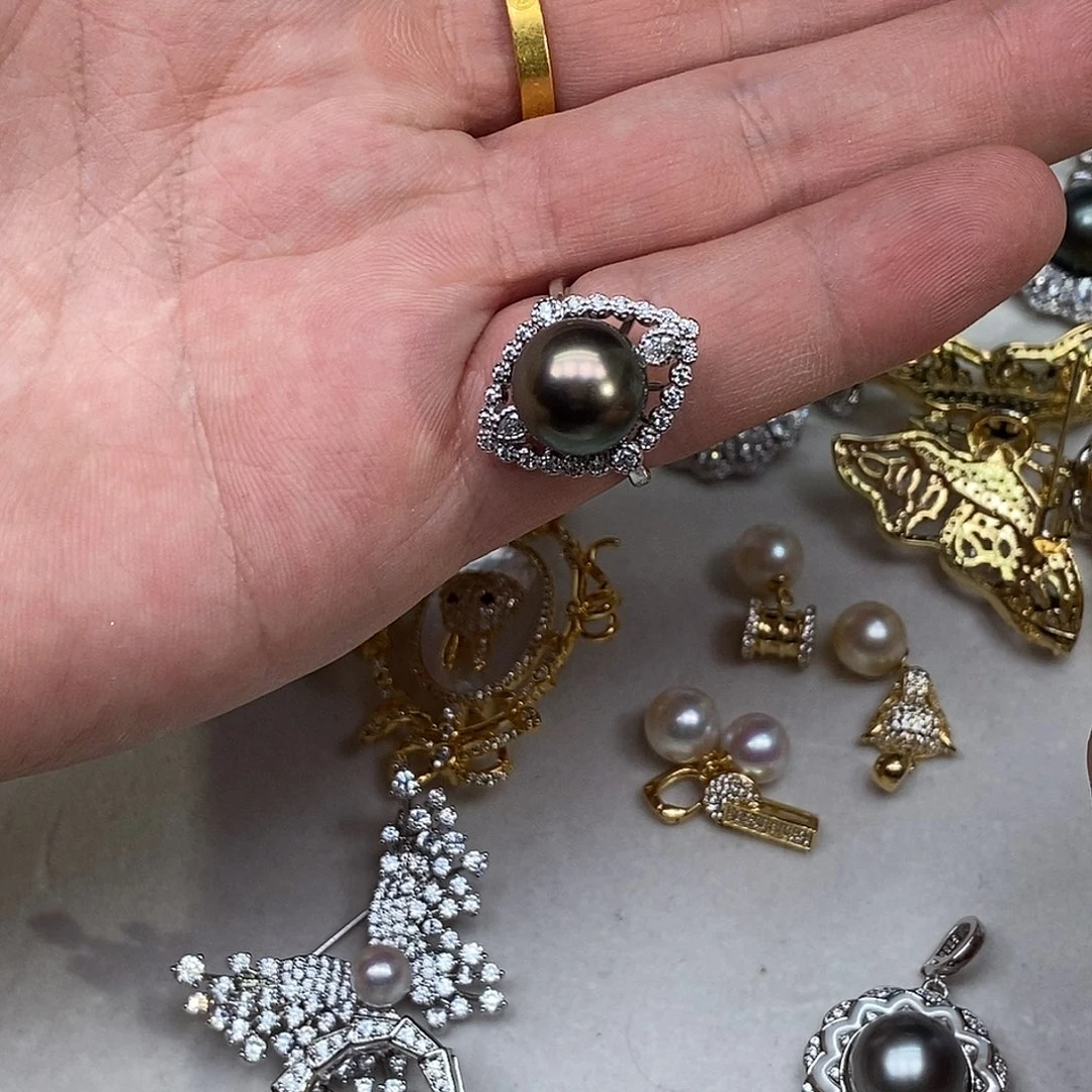 银S925镶嵌海水珍珠戒指