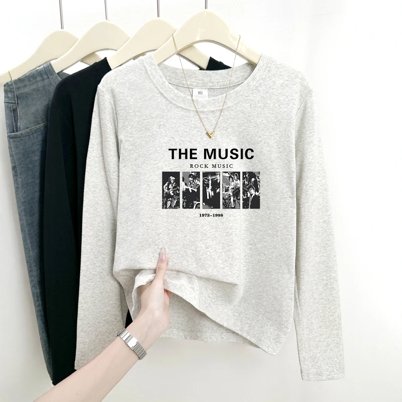 卡通字母印花秋冬2025新款正肩长袖T恤女韩系学院风百搭上衣ins潮