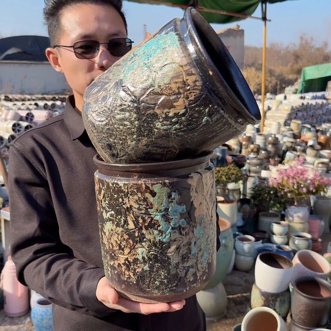 紫砂花盆口21高23（石榴姹寂两个