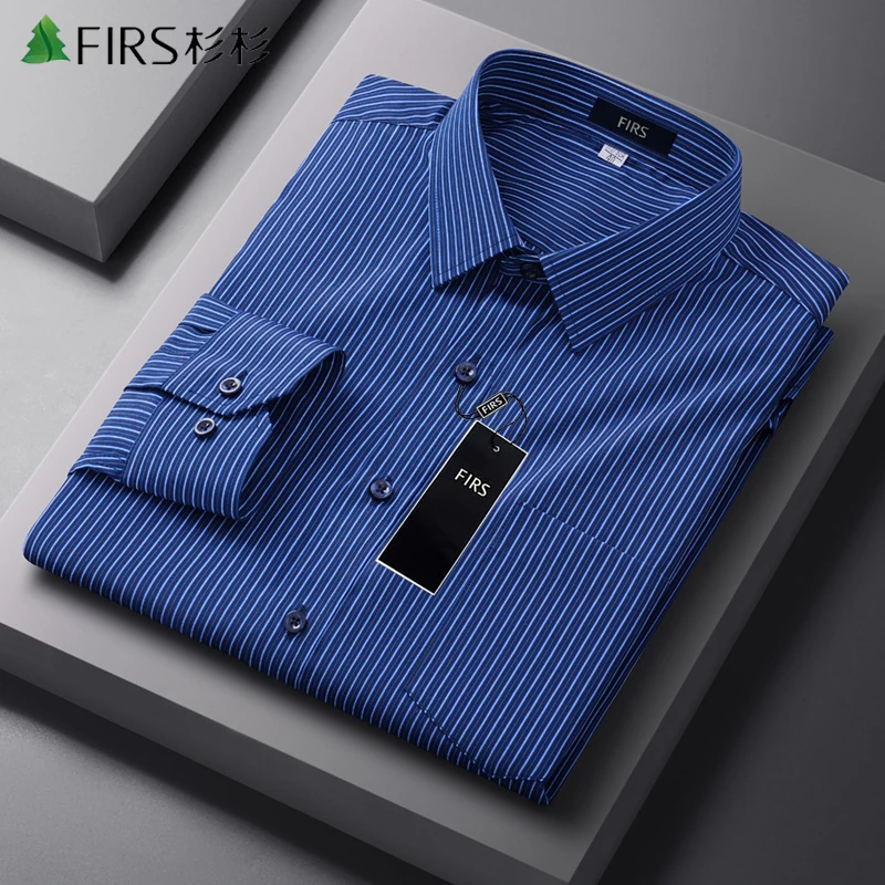 杉杉男士春夏长袖多口袋条纹休闲衬衫商务正装轻奢衬衣免烫易打理