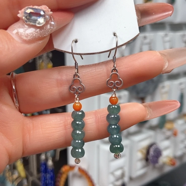 【闪购商品】翡翠耳饰银S925镶嵌耳饰