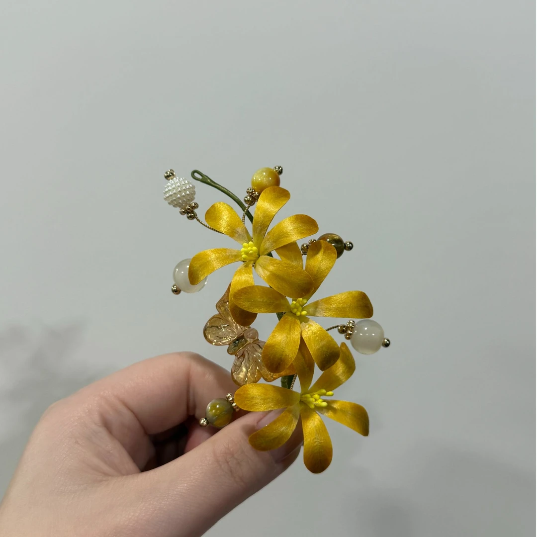 小青梅绒花发簪~ 气质手工古风国风金色