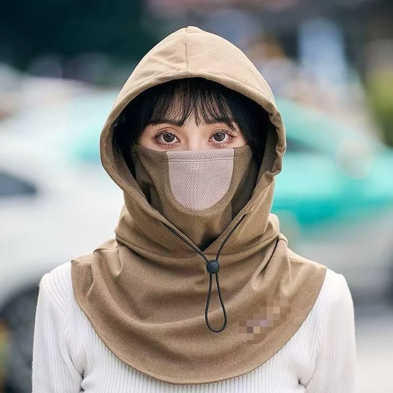帽子围脖一体男秋冬骑行防寒面罩保暖连帽防风套头帽女头盔内胆帽