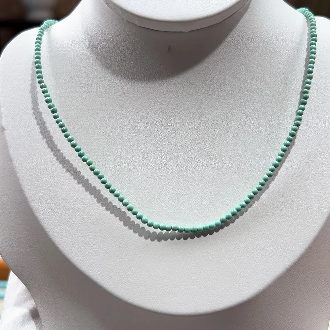 绿松石未镶嵌16圆珠锁骨链卡2+