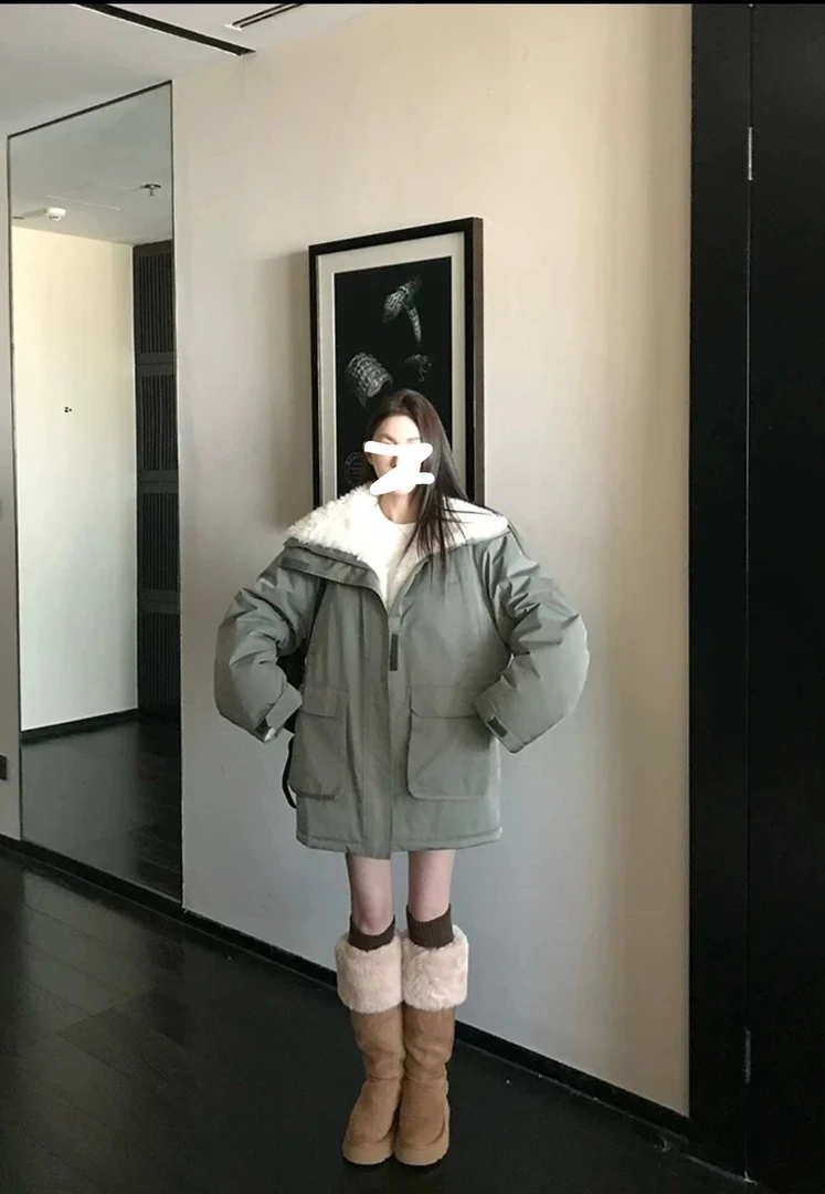 蔓蔓 露思同款Select冬季洋羔绒加厚派克服棉服外套上衣459573