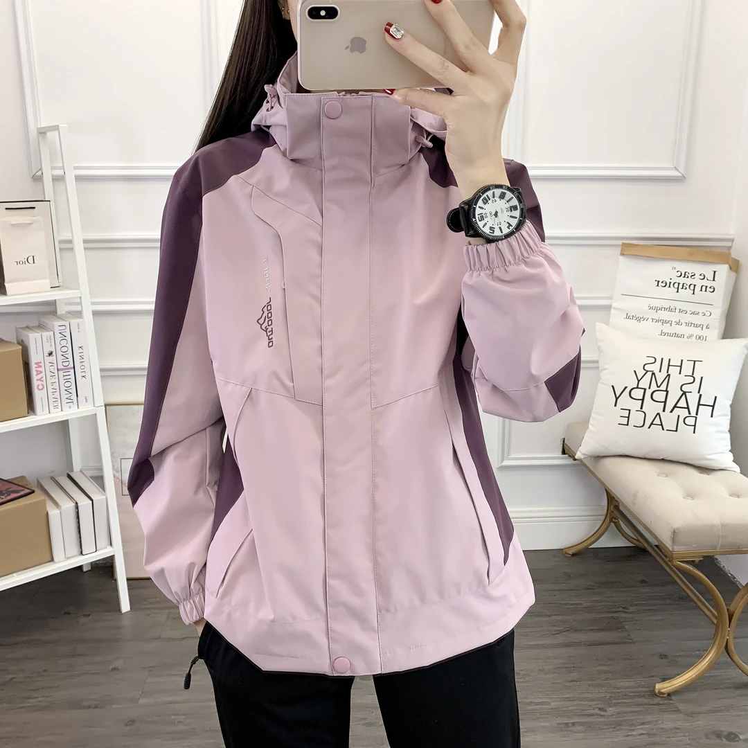 户外运动冲锋衣女风衣外套防风防雨透气休闲夹克上衣大码春秋薄款