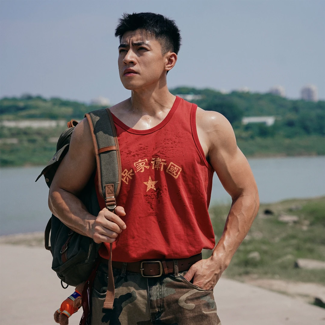 GUNCHILL国潮复古情怀印花背心男夏230g纯棉无袖T恤运动打底汗衫