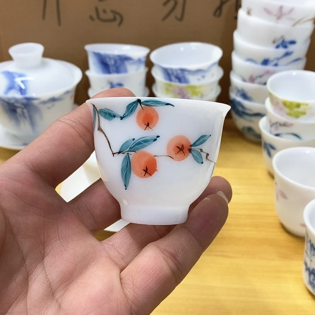 小****)冰种手绘杯子5个（瑕）