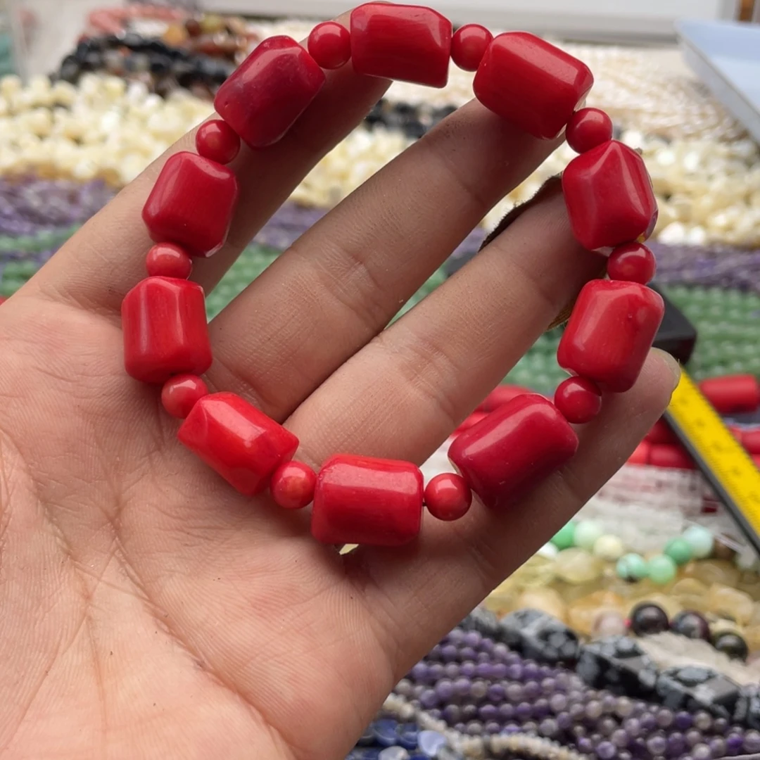 未镶嵌玛瑙/玉髓珠宝半成品一条装红精灵异形手串卡13mm