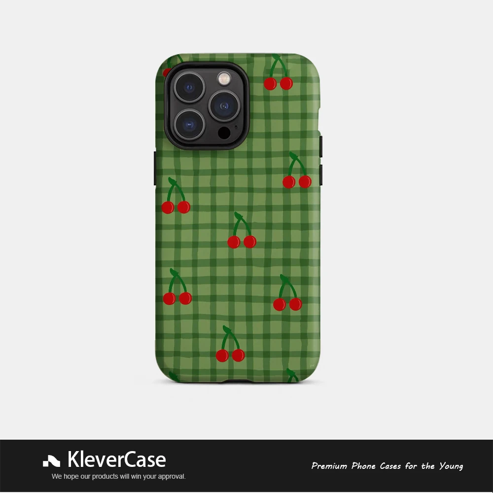 格子樱桃二合一菲林壳苹果使用16pro/华为/小米15/vivo手机壳