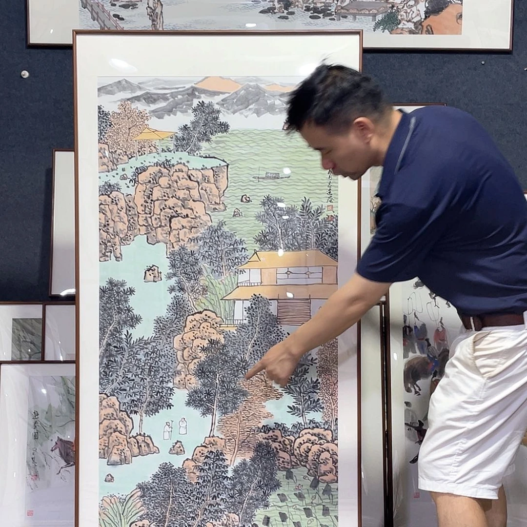 国画手绘画作品带框80/160