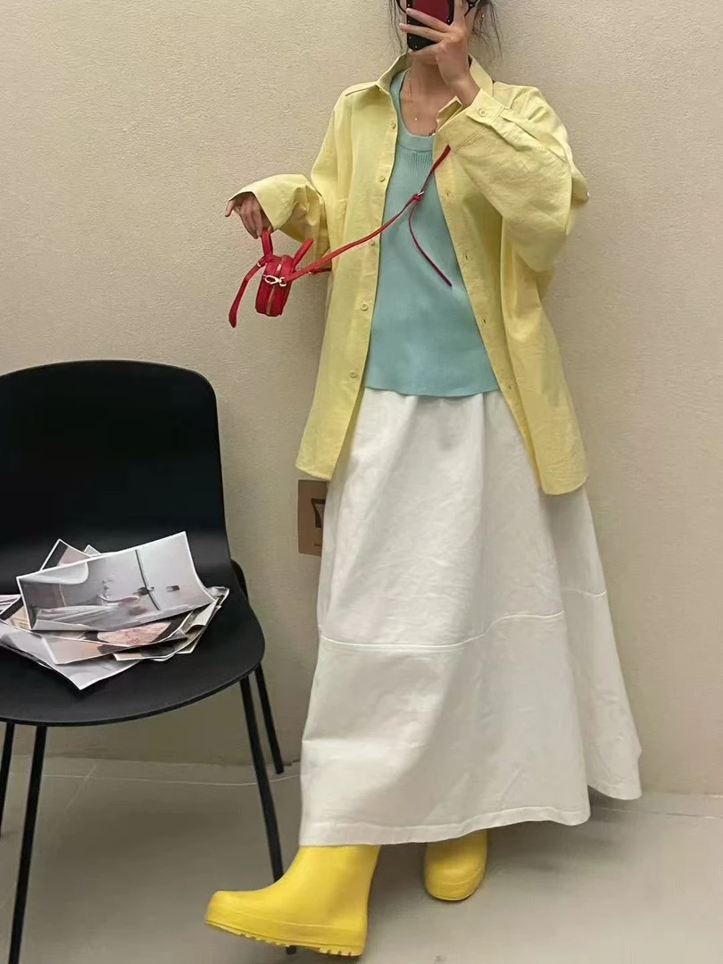 3622号#20906#春新款百搭双口袋弹力腰休闲半身裙（无里衬）