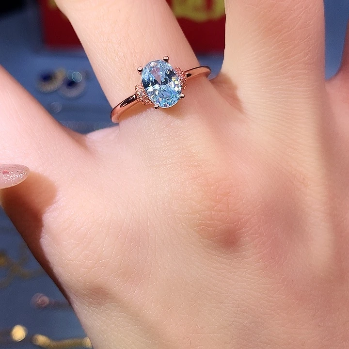 海蓝宝石戒圈银S925镶嵌