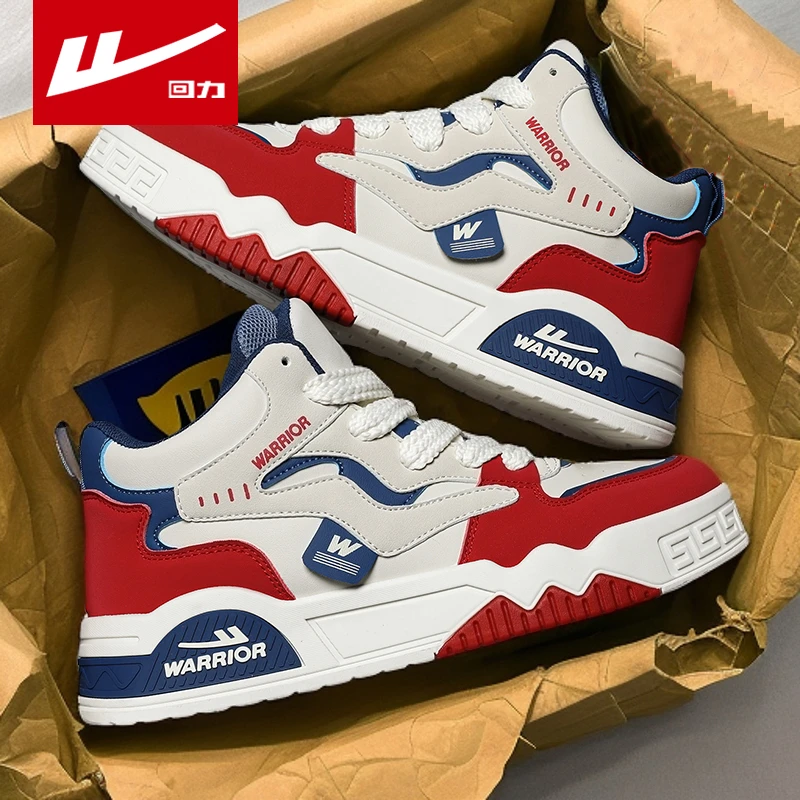 Warrior/回力高帮男鞋2025春季新款厚底耐磨户外运动休闲板鞋男款