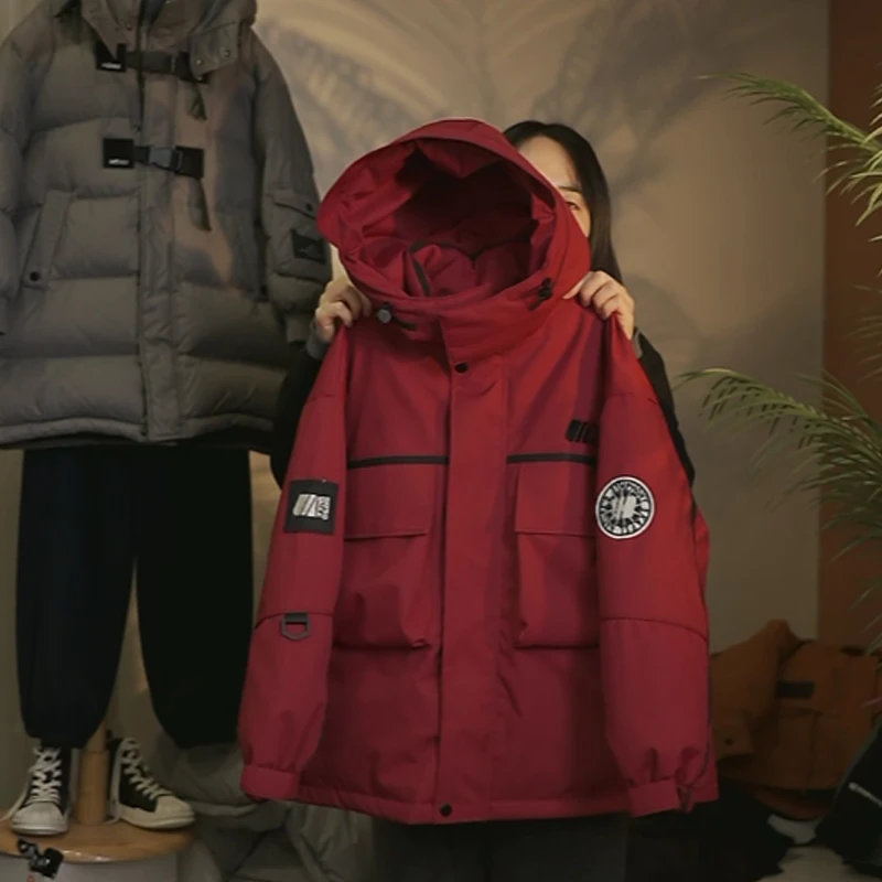 【高定】男大童羽绒服红色2024冬装新款8-16岁男孩派克服外套潮9230