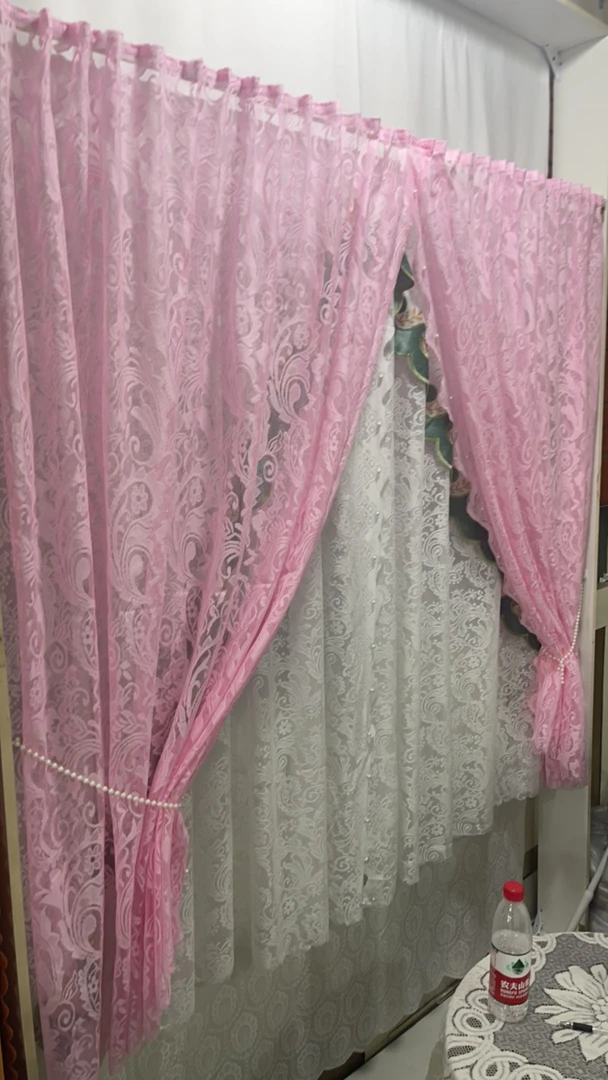 粉色厨房窗帘宽度3米高度1.5米