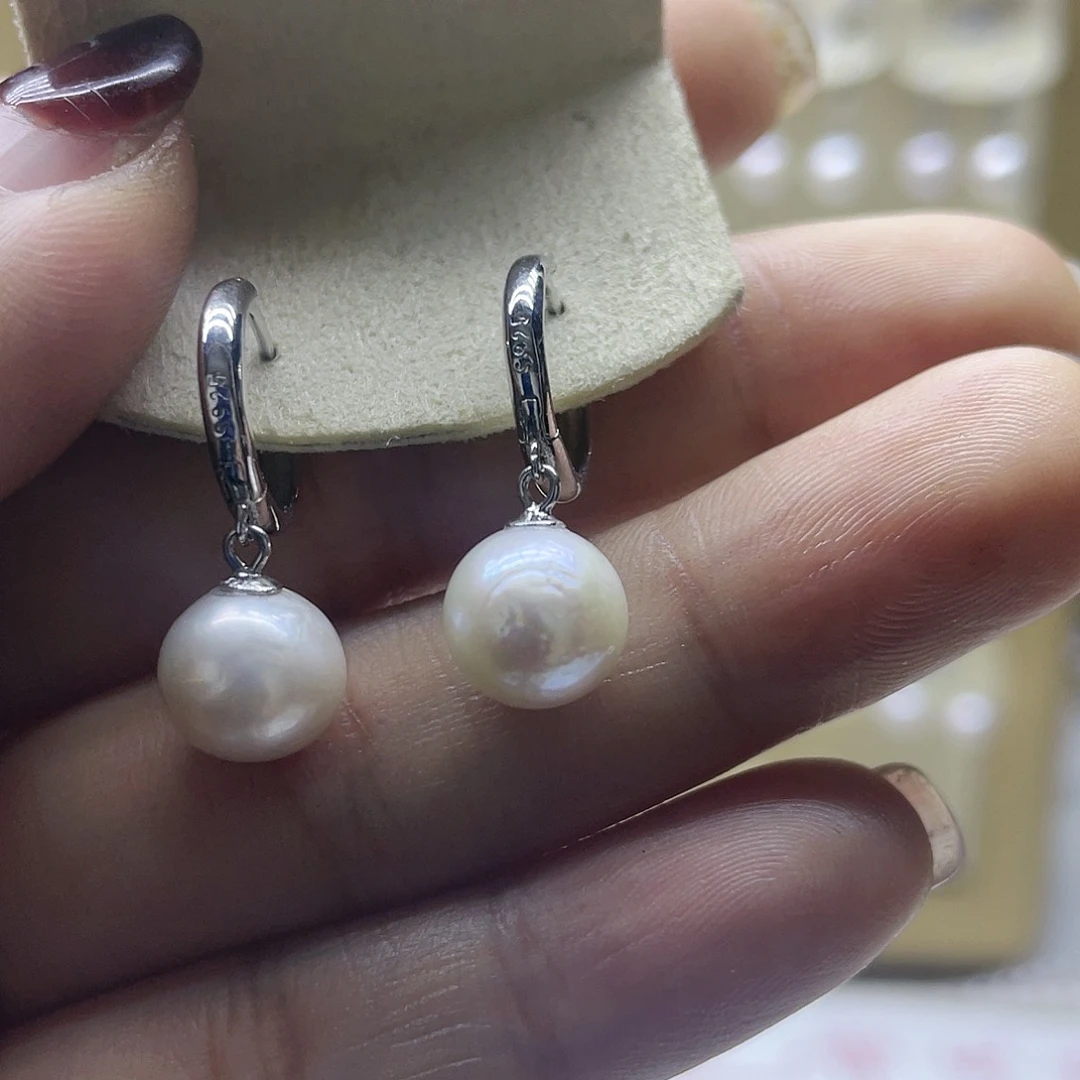 淡水珍珠耳饰银S925镶嵌