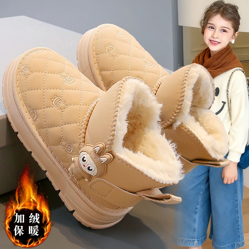 乔/丹断码女童鞋冬季新款儿童防滑雪地靴女孩加绒保暖毛毛大棉靴