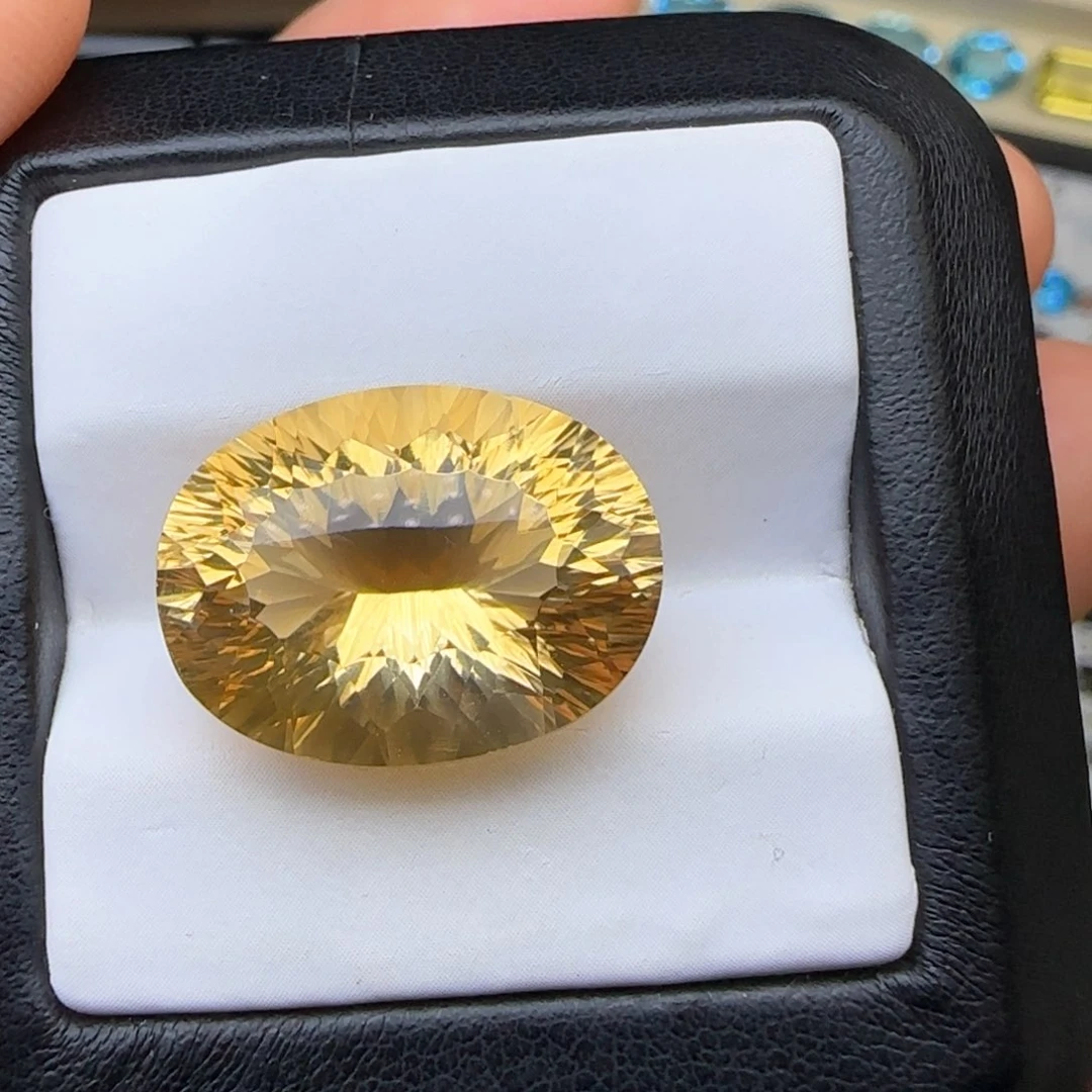 黄晶珠宝半成品未镶嵌天然 千禧切16.1克拉