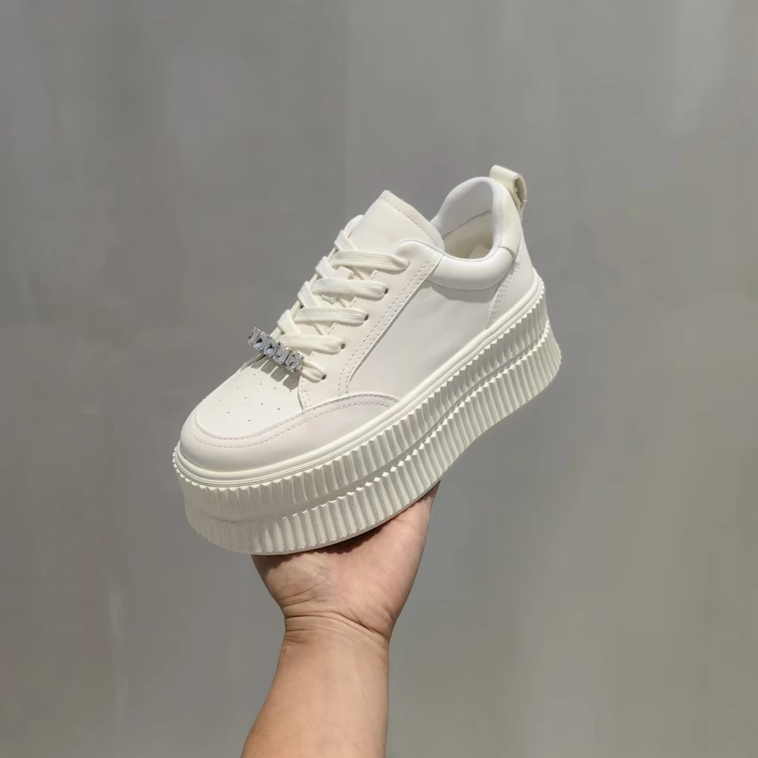 蒂格薇琦 2025年春季时尚新款饼干鞋百搭小白鞋软底真皮运动鞋