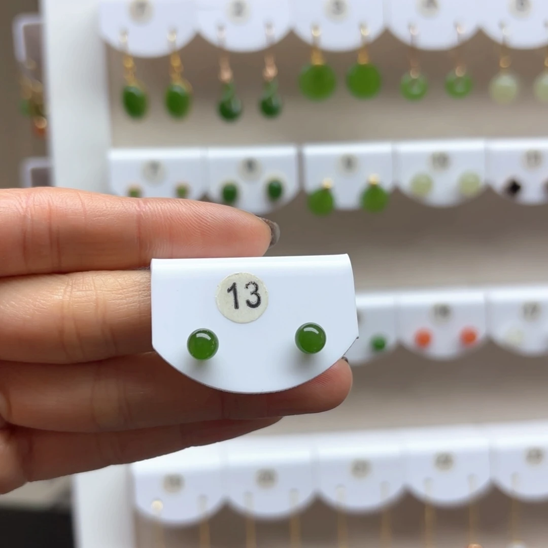 和田玉耳饰18K金镶嵌2