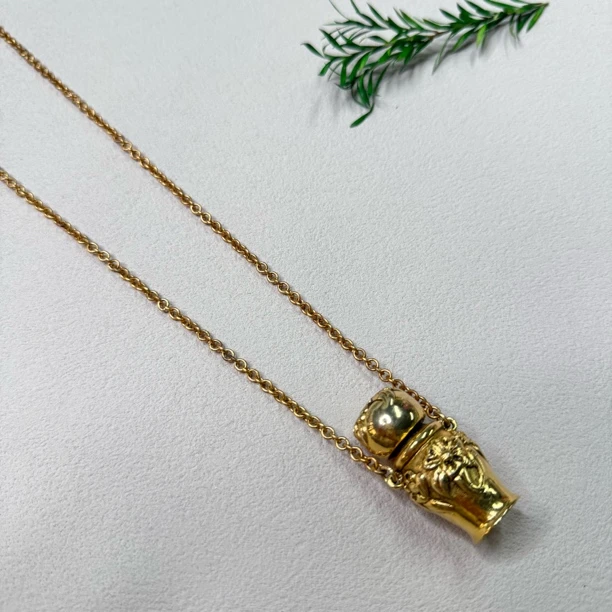 铜合金项链 【六六中古】孤品复古香水瓶项链te2009链长82