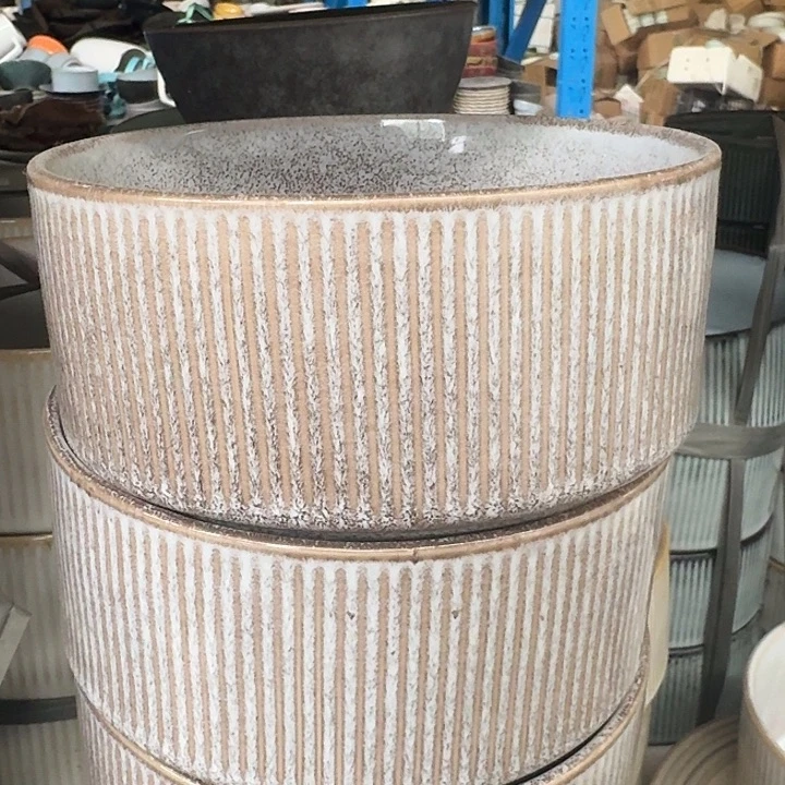 陶浮雕汤碗2个装陶瓷