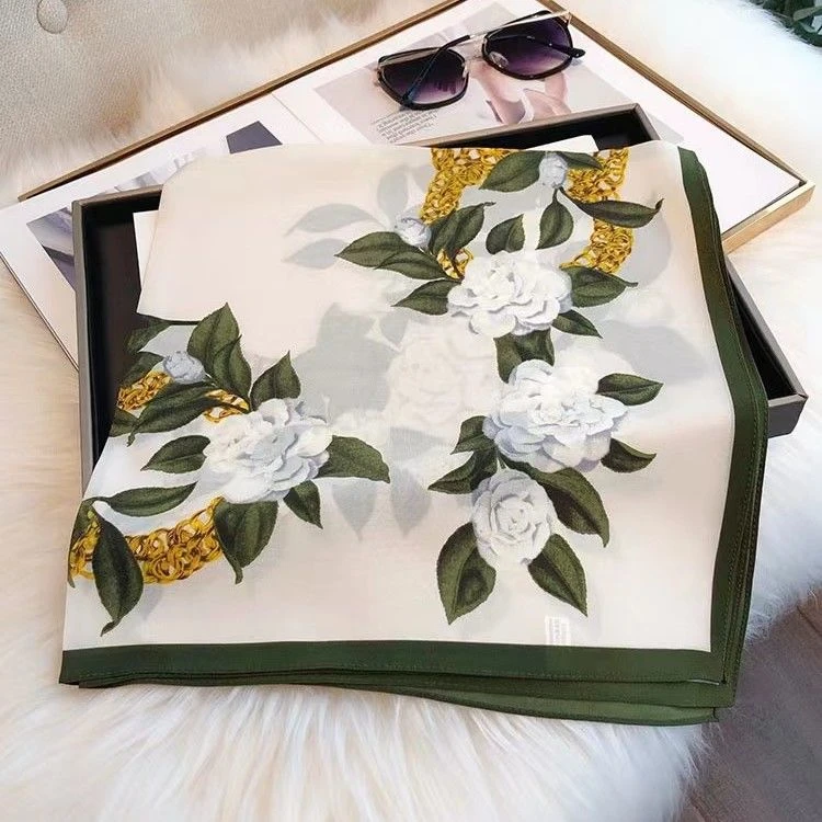 90X90CM【镜花水月】D58丝巾