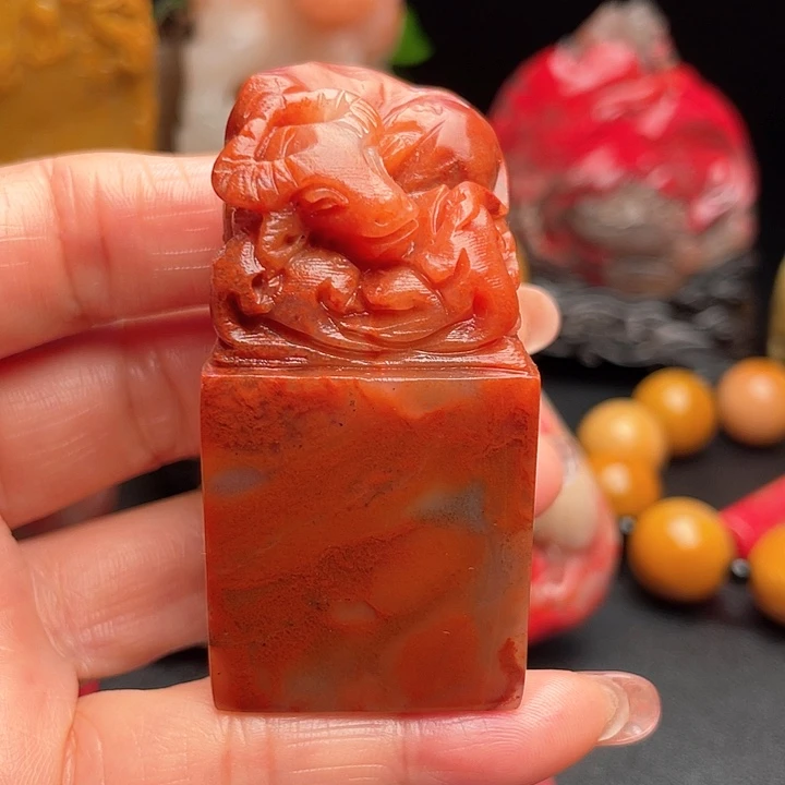 田黄石九**飛红花冻软底手工刻印章