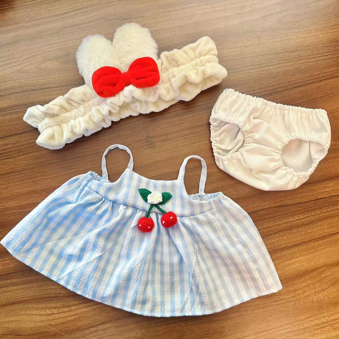 40cm棉花娃娃衣服娃衣碎花小裙子发箍发带套装发带成人可带