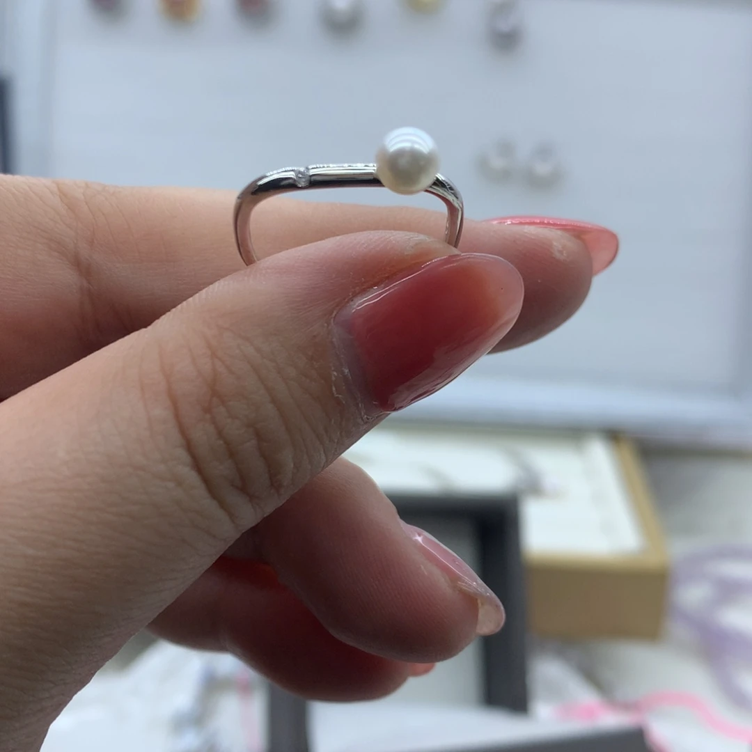 淡水珍珠戒指银S925镶嵌