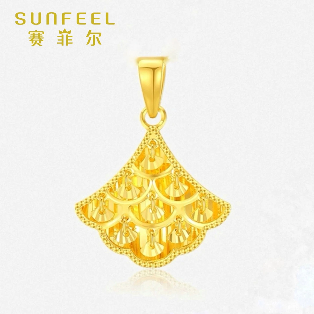 SUNFEEL/赛菲尔足金999黄金银杏叶吊坠精美时尚女款生日礼物