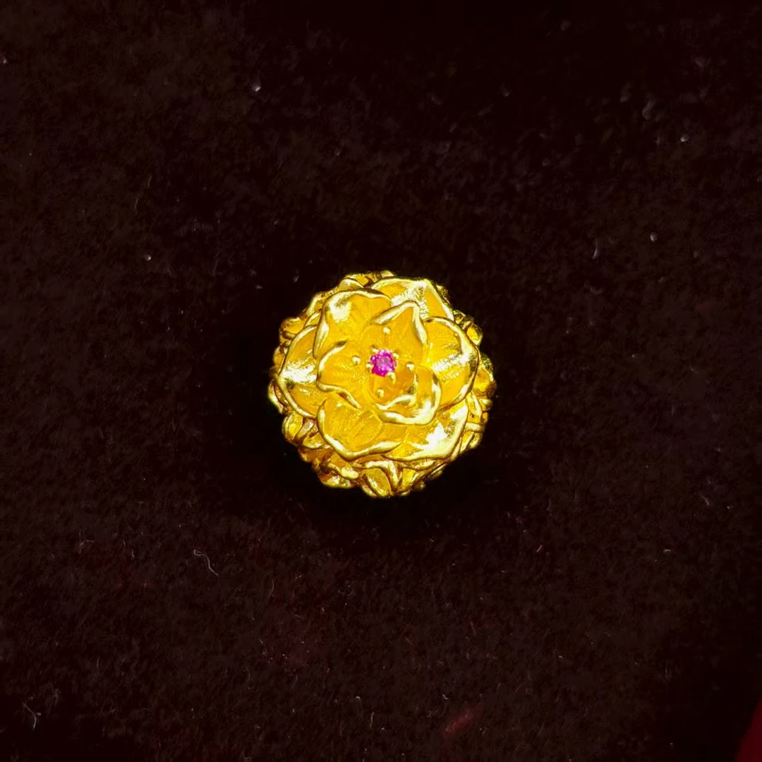 【拾宝古金】足金999点钻花珠古法实心精致大气送长辈