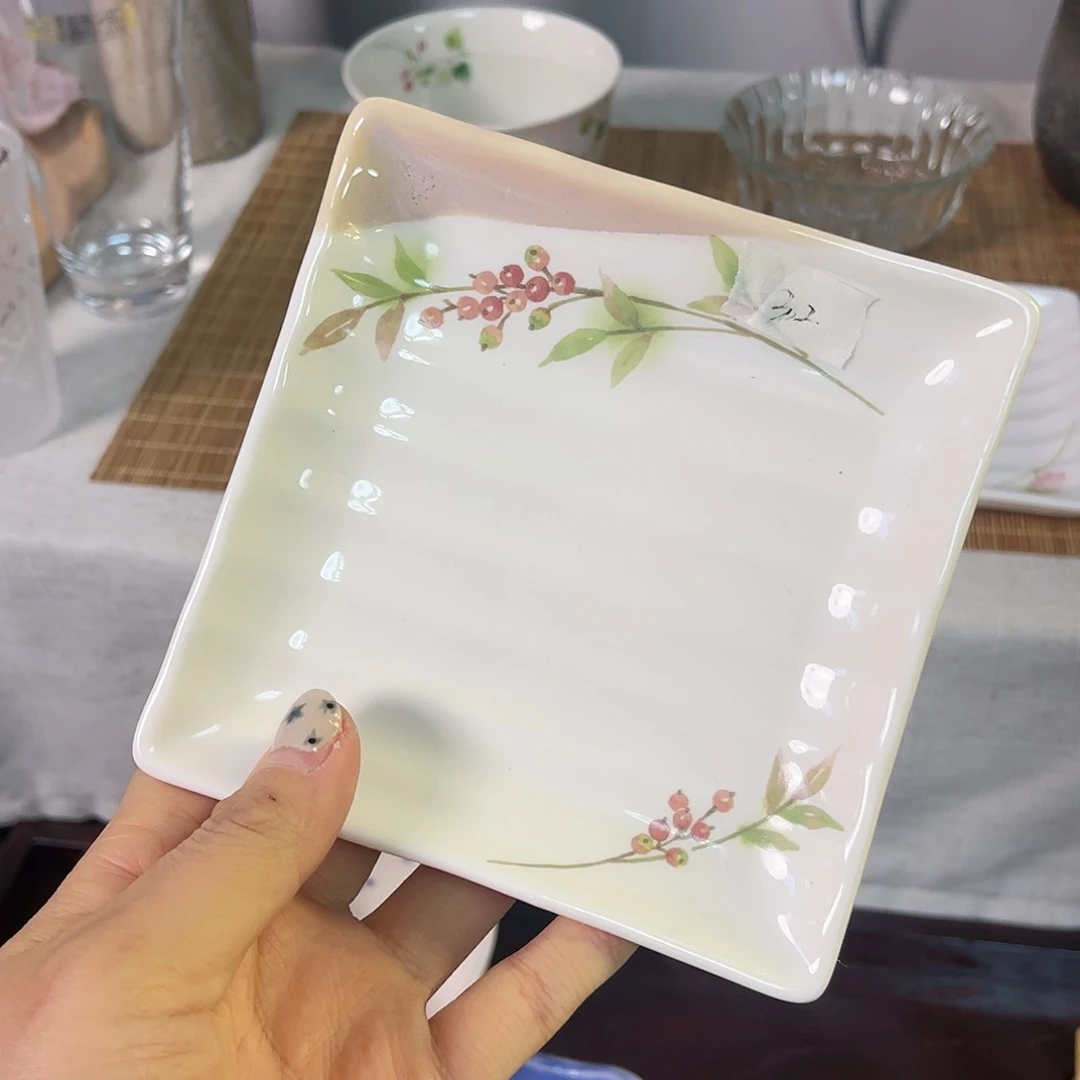 瓷片果子盘方盘子哦