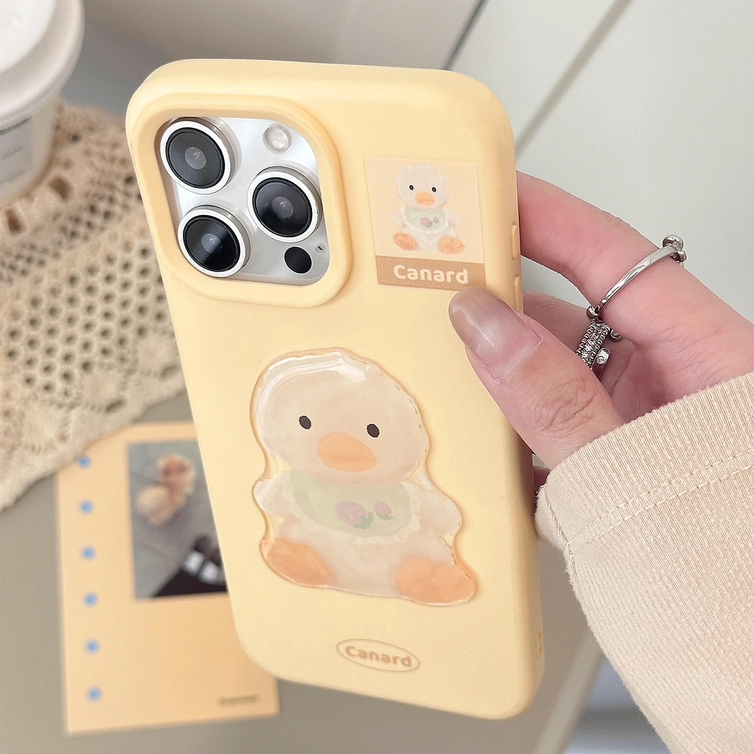 ins风立体可爱鸭子苹果16手机壳iphone15pro max适用13软萌14软套