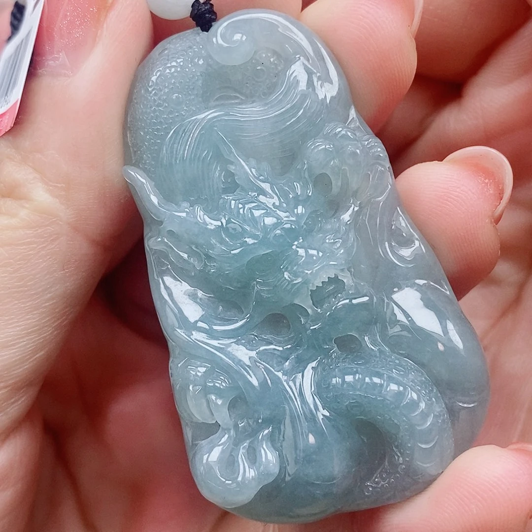 小***️颈饰未镶嵌翡翠天然缅甸A货翡翠龙牌