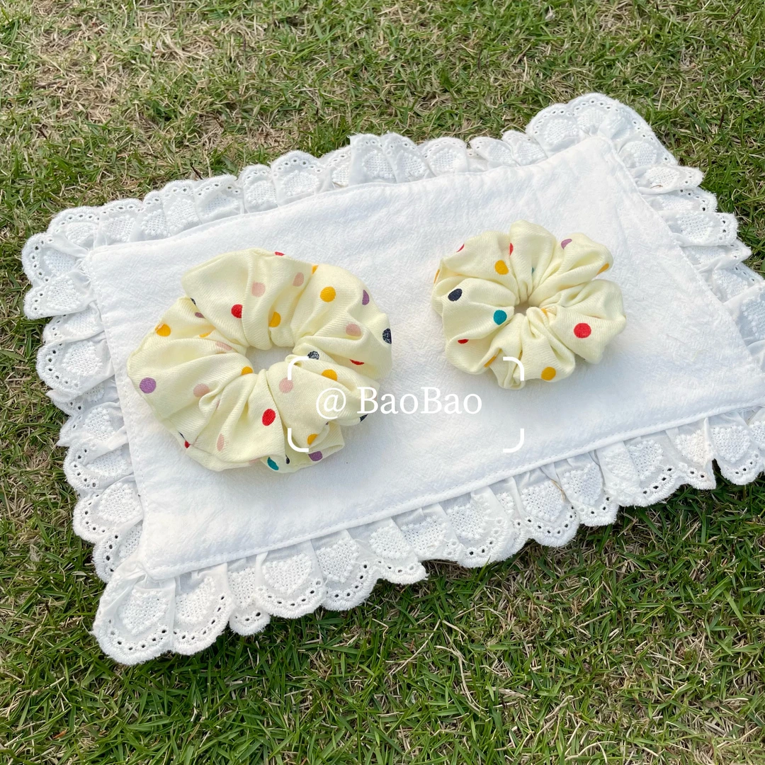 韩系黄色波点新款儿童大肠发圈布艺头绳少女减龄发绳皮筋儿童发圈