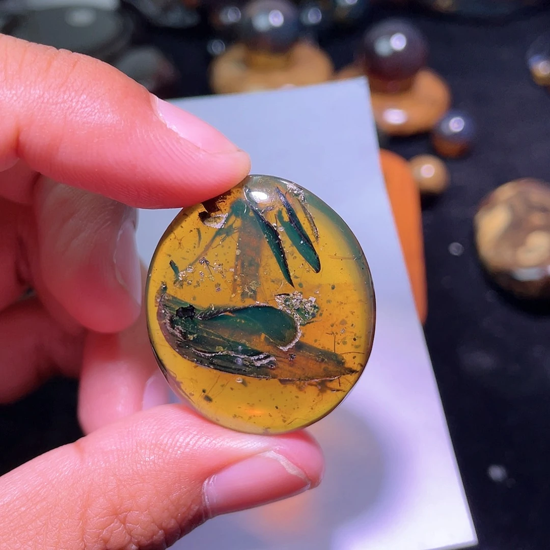 琥珀裸石未镶嵌，