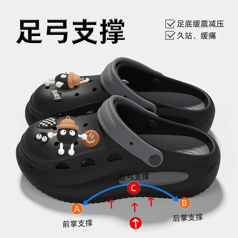 厚底洞洞鞋女款2025新款夏季外穿爆款防滑足弓支撑不累脚凉拖鞋女