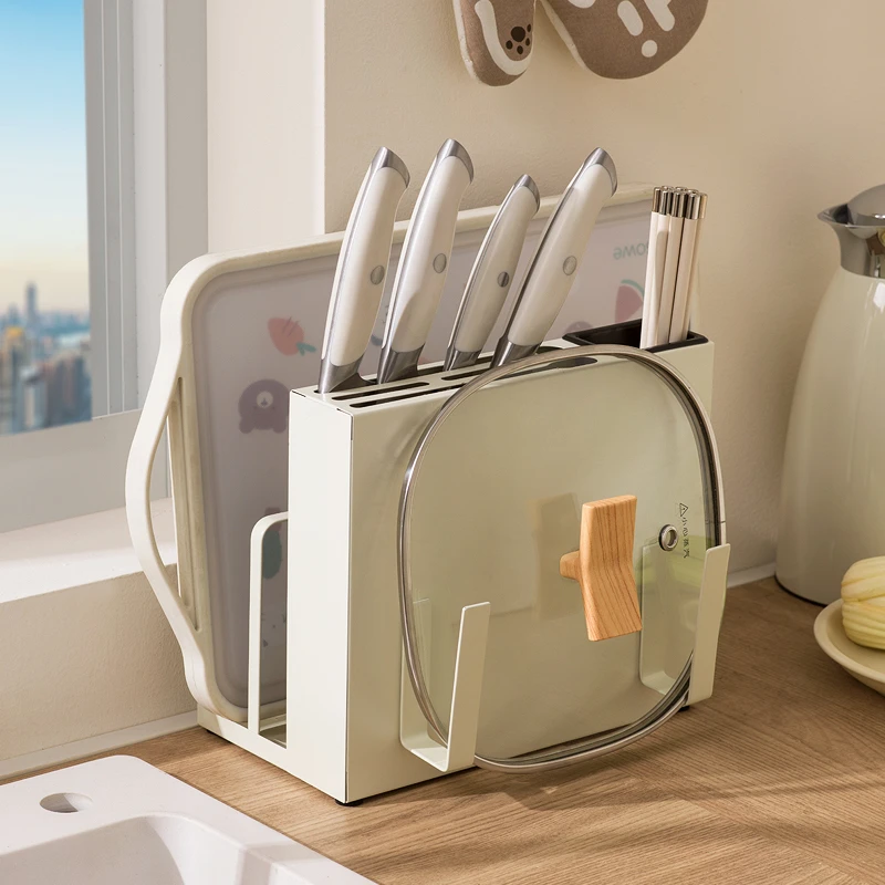 菜刀架置物架放菜刀筷子砧板锅盖菜板台面多功能刀具一体收纳层架