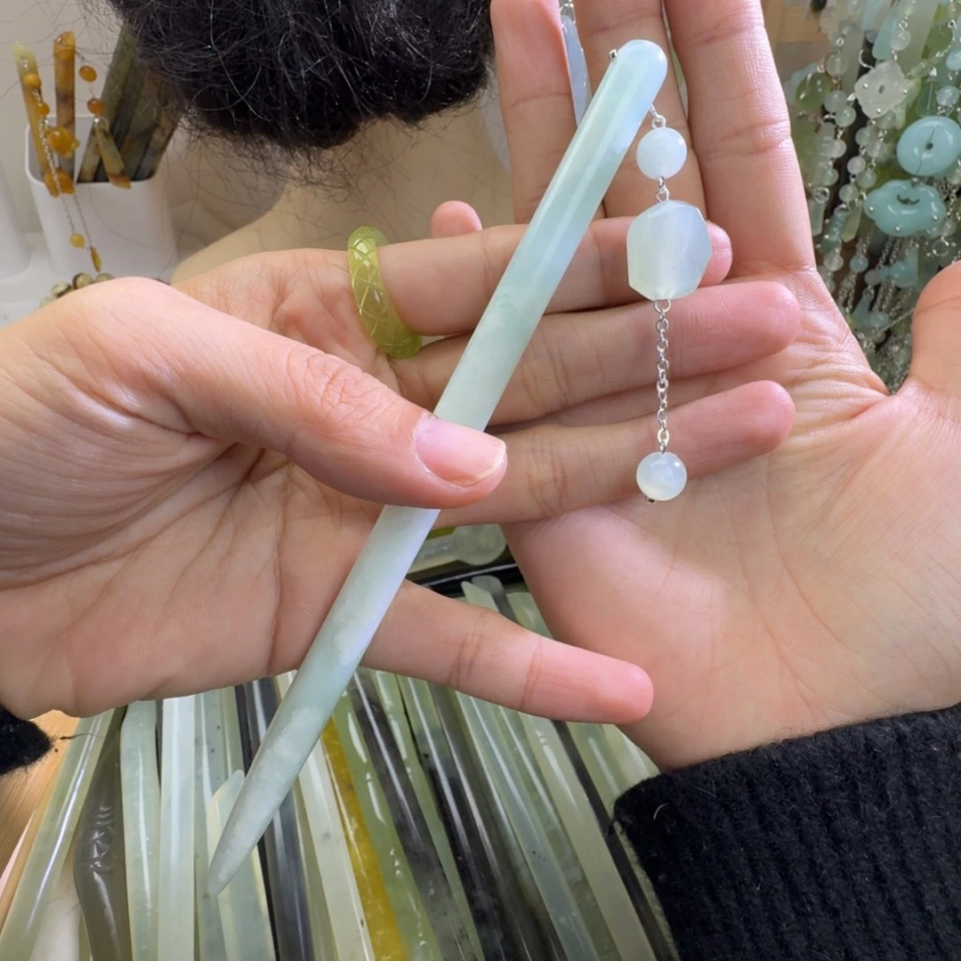 蛇纹石玉合金发饰