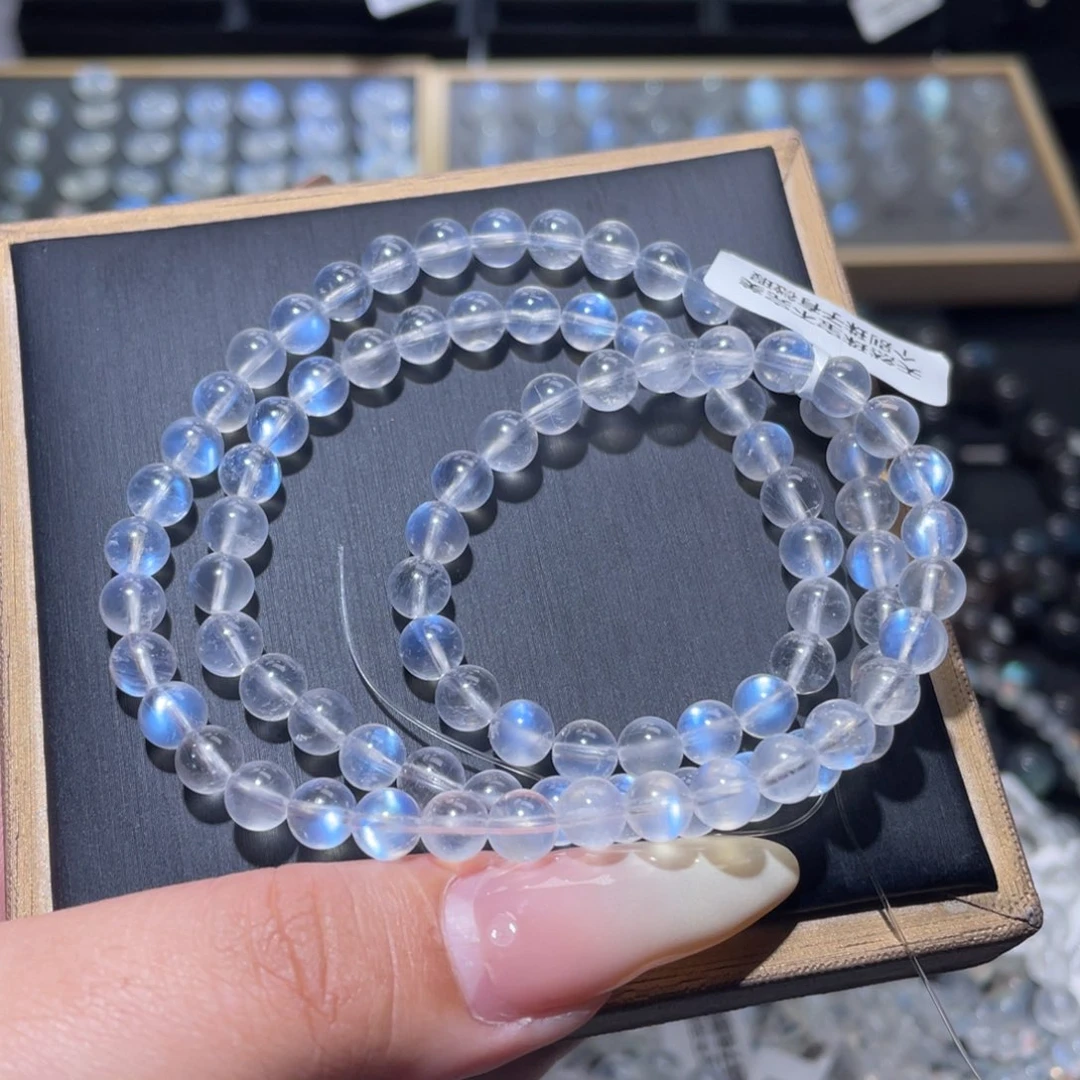 长石手链未镶嵌蓝月光手链多圈6.3mm