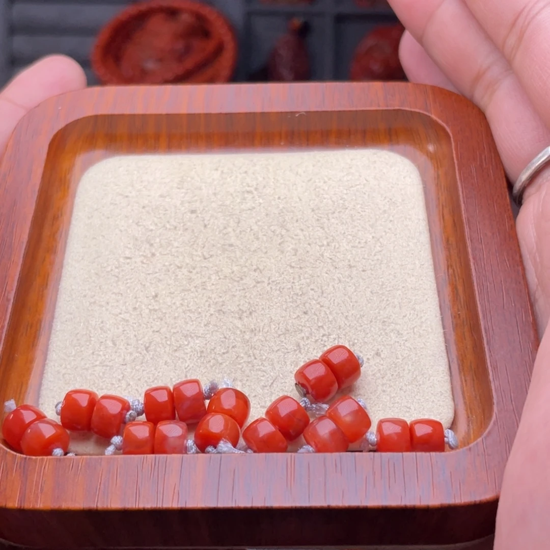 南红玛瑙未镶嵌配饰卡7mm直切对珠多样性发其一