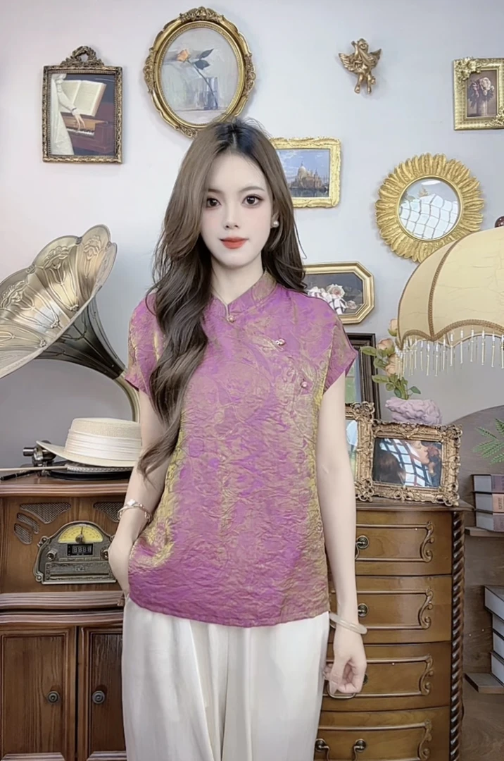 2025新款夏季宽松设计感新中式复古国风小衫文艺绝美上衣