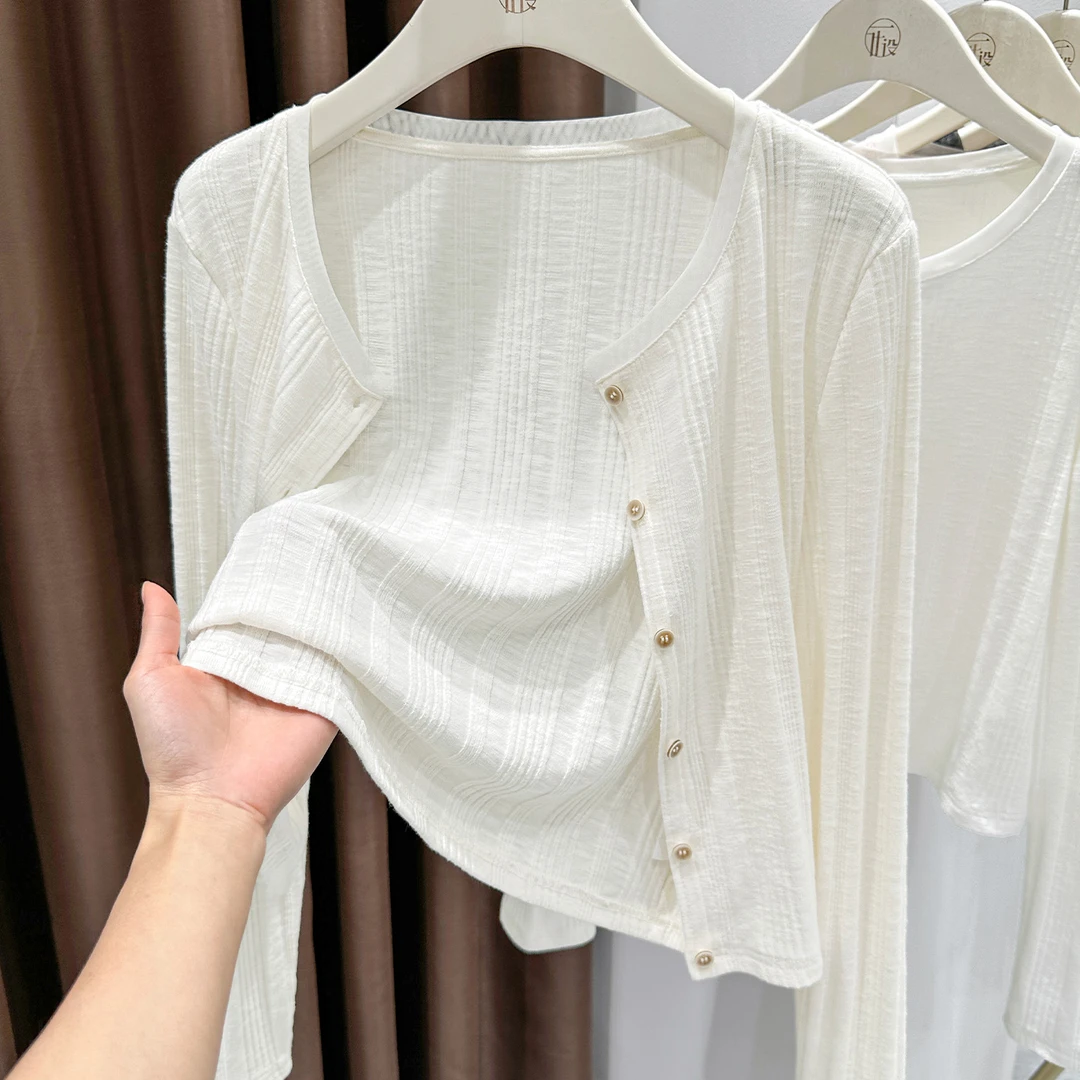 奶杏色针织短外套上衣女爆款2026新款春季吊带裙外搭软糯防晒开衫